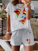 Women’s 2 Piece Outfit Set – Oversized Graphic T-Shirt And Biker Shorts Matching Set, Casual Summer Lounge Tracksuit For Daily Wear-311_ecoleips.com