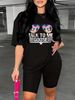 Summer Women's Casual Fashion Letter Graphic Print Loose T-shirt Shorts Two-piece Set Sportswear Suitable For Daily Wear-128_ecoleips.com