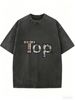 Women's Retro Washed Crew Neck T-Shirt, Loose Fit Casual Top For Streetwear, Travel And Daily Wear_ecoleips.com
