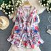 Retro Court Style Women's Dress Sexy Deep V Neck Long Sleeve Summer Floral Print Elegant Fairy Romantic_ecoleips.com