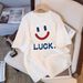 Women's Oversized Smiley Face Short Sleeve T-Shirt Casual Cotton Tee for Summer Daily Wear Multiple Colors Available_ecoleips.com
