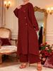 Hot Selling Top And Pants Set, Ethnic Suit, Solid Color Button, Traditional Suit_ecoleips.com