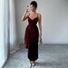 Elegant V-Neck Sleeveless Bodycon Evening Dress – Stretch Knit Long Gown For Women (S-XL, Wine Red, Belted Waist, Wrinkle-Resistant)_ecoleips.com