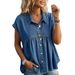Women's Fashionable Comfortable Casual Commuter Faux Denim Top Spring Summer New_ecoleips.com
