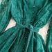 Women's Spring Dress Heavy Embroidery V Neck Lantern Sleeve Single Breasted Long Skirt Waist_ecoleips.com