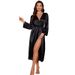 Daenerys European And American Style Sexy Imitation Silk Nightgown For Women Sleeve Fashion Casual Loungewear Long Tie_ecoleips.com
