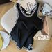Women's Clothing Short Skirt Contrast Color Sleeveless Vest Suspender Knitted Skirt_ecoleips.com