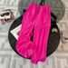 Women's Summer Two-Piece Set - Black Short Sleeve T-Shirt & Pink Wide Leg Pants, Casual Sporty Outfit_ecoleips.com