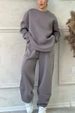 Women's Clothing Autumn And Winter Women's Casual Solid Color Round Neck Long Sleeve Pocket Sports Suit Sweater Loose_ecoleips.com