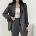 Women's Korean Style Blazer Set, Modern Office Wear Jacket And Pants, Tailored Fit For Spring Professional Chic_ecoleips.com