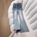 Women's Clothing High-Waisted Washed Flared Jeans Stretchy Slimming Light Colored Flared Pants For Pear Shaped And Petite Figures Spring Style_ecoleips.com
