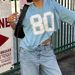 Women's Clothing Street Style Hottie Style Oversize Letter Printed Short Sleeved T Shirt V Neck Loose Slim Basic Top_ecoleips.com