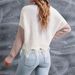 Oversized V-Neck Off-Shoulder Sweater – Long Sleeve Knit Top For Women (S-XL, White & Color-Block)_ecoleips.com