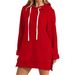 Women's Clothing Solid Color Autumn/Winter Hooded Pocket Slit Fleece Lined Long Women's Sweatshirt_ecoleips.com