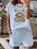 Women’s 2 Piece Outfit Set – Oversized Graphic T-Shirt And Biker Shorts Matching Set, Casual Summer Lounge Tracksuit For Daily Wear-316_ecoleips.com