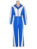 Women's Color Block Zip Up Cardigan And Wide Leg Drawstring Sports Pants Two Piece Set_ecoleips.com