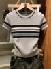 Women's Color Blocked Trim Knit Top Round Neck Short Sleeve Slim Fit Fashionable Youthful Design Commuter Style Summer_ecoleips.com