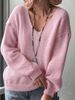 Women's New Mohair Soft V-Neck Knit Sweater, Loose And Relaxed Style, Casual And Versatile Long-Sleeved Base Layer Top For Spring And Autumn_ecoleips.com