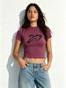 Abstract Swirling Star-shaped Cropped T-shirt, Women's Slim-fit Round Neck High-waisted Top, Basic Casual Short-sleeved Style._ecoleips.com