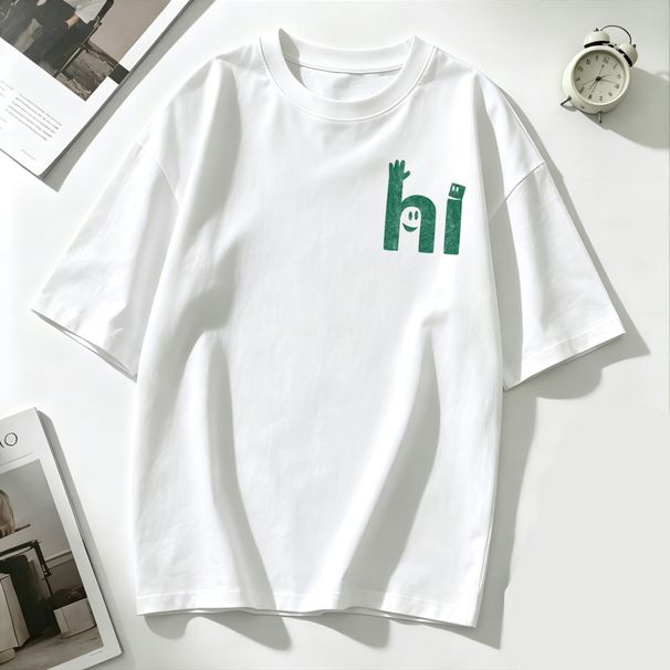 Women’s Oversized T-Shirt Cute Hi Letter Graphic Casual Loose Short Sleeve Streetwear Top_ecoleips.com