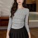 2025 #Selection Of Premium Products # Micro Rolled Edge Age Reducing Polka Dot T-Shirt For Women's Long Sleeved 2025 Autumn_ecoleips.com