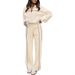Women's Sportswear Set High Neck Long Sleeve Zip Up Sweatshirt Striped Trousers 2 Piece Casual Outfit European American Style For Autumn Winter_ecoleips.com