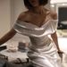 French-style White Off-shoulder Light 2026 New Winter Satin Bride Wedding Reception Banquet Evening Dress For Women_ecoleips.com