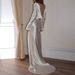 Women's Sexy Slim Fit Backless Solid Color Round Neck Long Dress Mermaid 8086_ecoleips.com