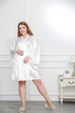 Large Size Long-sleeved Nightdress For Women, Fresh New Sexy Pajamas, Tethered Women's V-collar Loungewear_ecoleips.com