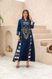 Robe Clothing Sequin Embroidery Splicing Striped Abaya Muslim Robe_ecoleips.com