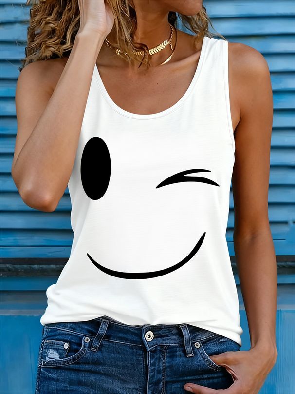 Women's Fashion Tank Top With Print And Round Neckline Perfect For A Cool Spring And SummerCooler_ecoleips.com