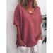 Women's Loose V-Neck Short Sleeve T-Shirt Spring Fashion Cartoon Digital Print Top Breathable Polyester Casual Tee_ecoleips.com