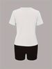 Summer Women's Casual Fashion Letter Print Loose T-shirt+shorts Two-piece Sportswear Suitable For Daily Wear-125_ecoleips.com