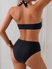 Women's Sexy Crisscross Halter Bikini Set - Adjustable Ties, Push-Up Padding, High Elasticity Nylon For Swim & Beach_ecoleips.com