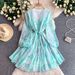Early Summer Niche Ethereal Chiffon Print Dress For Women, Single Breasted, Slimming Waist, Sweet Ruffle Skirt_ecoleips.com