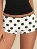Women Black Polka Dot Low Waist Lounge Shorts Soft Stretchy Skinny Sleep Shorts Casual Home Nightwear Bottoms_ecoleips.com