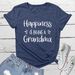 YITAN Women Happiness Is Being Printed Graphic Tee Tops_ecoleips.com