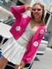 Women's Clothing Women's Autumn New Style Sweet Flower Pattern Sweater Cardigan Loose Short Knitted Women's Sweater_ecoleips.com