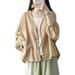 Cotton-Linen Jacquard Jacket, Cardigan Top, Spring/Summer Ethnic Style, Artistic Long-Sleeve V-Neck Plus-Size Loose Top_ecoleips.com