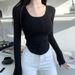 2025 Pure Desire Style Sexy Base Shirt, Women's Long Sleeved T-Shirt, 2025 Autumn Winter New Item, Slimming And Tight_ecoleips.com