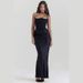 Slim Fit Elegant Sexy Satin Strapless Dress for Women Pleated Trim European American Style New Arrival 2025_ecoleips.com