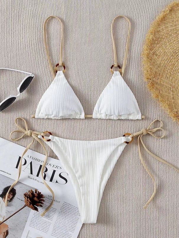 Verve 2025 New INS Swimsuit Two-Piece Bikini Set Fairy Style Sexy Solid Color Tie Swimwear For Women_ecoleips.com