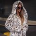 Women’s Leopard Print Faux Fur Long Coat – Hooded Winter Fox Fur Style Jacket_ecoleips.com