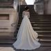Women's Lace Long Sleeve Trailing Wedding Dress Simple Trailing Slim Lace Satin Banquet Host Wedding Dress_ecoleips.com