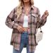 Women's Clothing Autumn And Winter Women's Clothing New Casual Fashion Loose Plaid Pocket Shirt Women_ecoleips.com