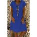 Pure-Color Short-Sleeved V-Neck Dress Eight Size Options Eleven Color Choices Popular Versatile Casual Dress_ecoleips.com