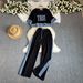 Summer Loose Short Pullover Short Sleeve Top Wide Leg Trousers Contrast Color Two Piece Sports Leisure Suit For Women_ecoleips.com