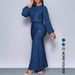 In Stock TK Independent Station European And American New Fashion Beaded Long Sleeve Mermaid Ruched Elegant Dress_ecoleips.com