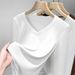 Trendy Solid Color Elegant V Neck Simple Slim Fit Ribbed Long Sleeve Commuter Women's Style Round Neck Autumn Top_ecoleips.com