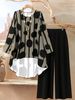 Women's Polka Dot Print Two Piece Set Elegant Casual Loose Fitting Long Sleeved Top with Pants for Spring/Summer_ecoleips.com